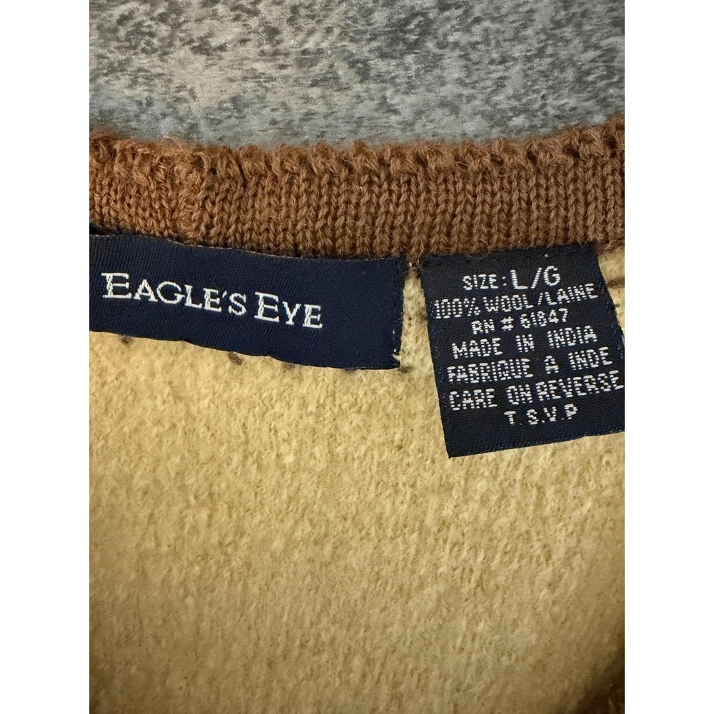 Eagles Eye Embroidered Wool Sweater Vest Womens Size L Boho Alpine Granola VTG - Picture 5 of 13